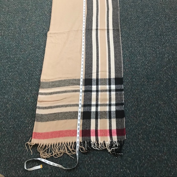 NWT Plaid Fringe Ruana Wrap Scarf Beige Black - Picture 7 of 7